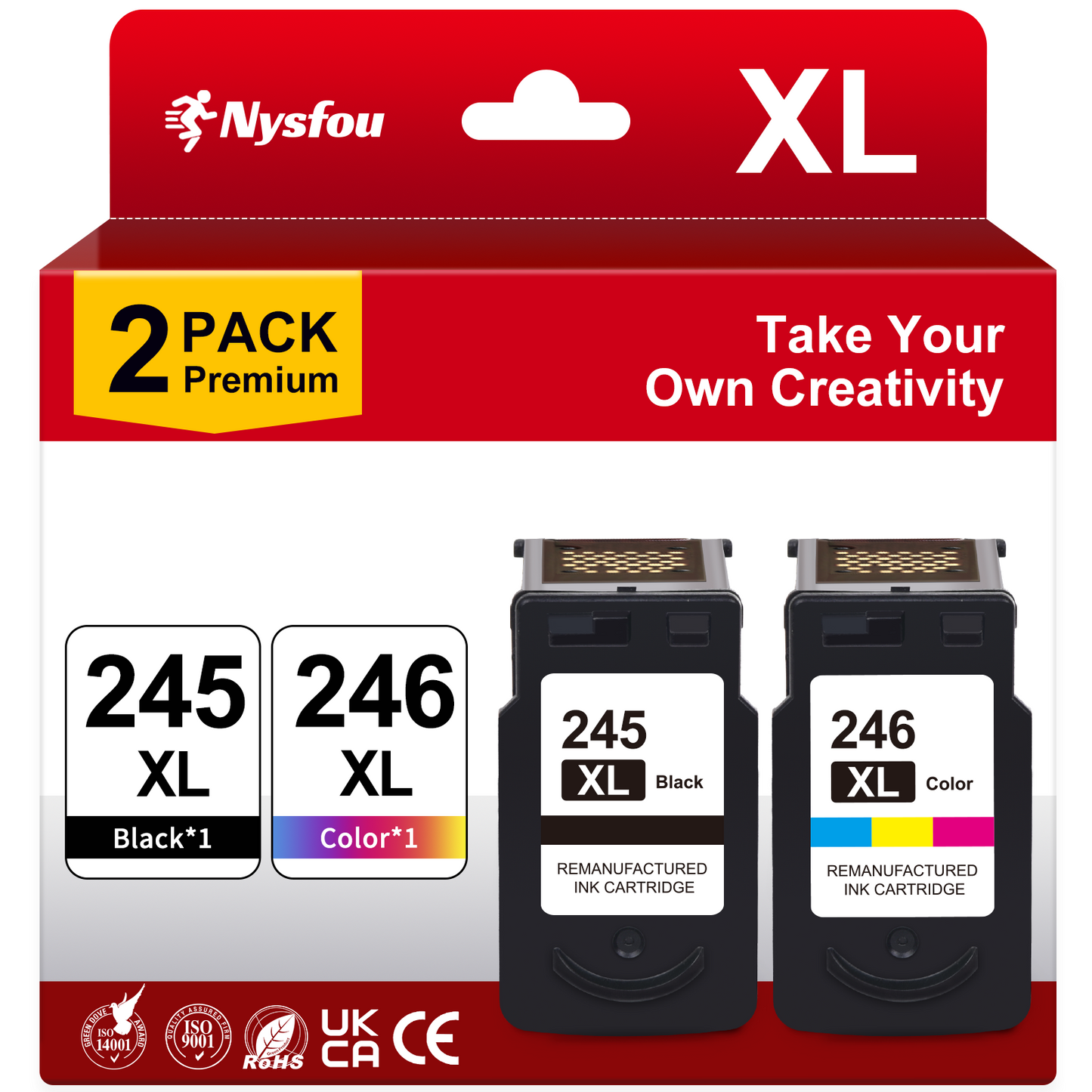 245XL Ink Cartridges Compatible for Canon Ink 245 and 246 for PIXMA MG2522 TS3122 MX492 MX490 Printer (Black, Tri-Color)