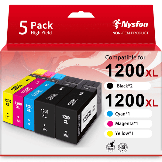 1200XL 1200 Ink cartridges for Canon PGI-1200XL PGI-1200 XL Ink cartridge Compatible for Canon MAXIFY MB2320 MB2020 MB2720 MB2120 MB2050 Printer (Black, Cyan, Magenta, Yellow, 5-Pack)