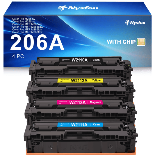 206X 206A Toner Cartridges High Yield Compatible for HP 206X 206A W2110X W2110A Laserjet Pro MFP M283fdw M283cdw M255dw M283 M282 M255 Printer (Black Cyan Magenta Yellow, 4 Pack)