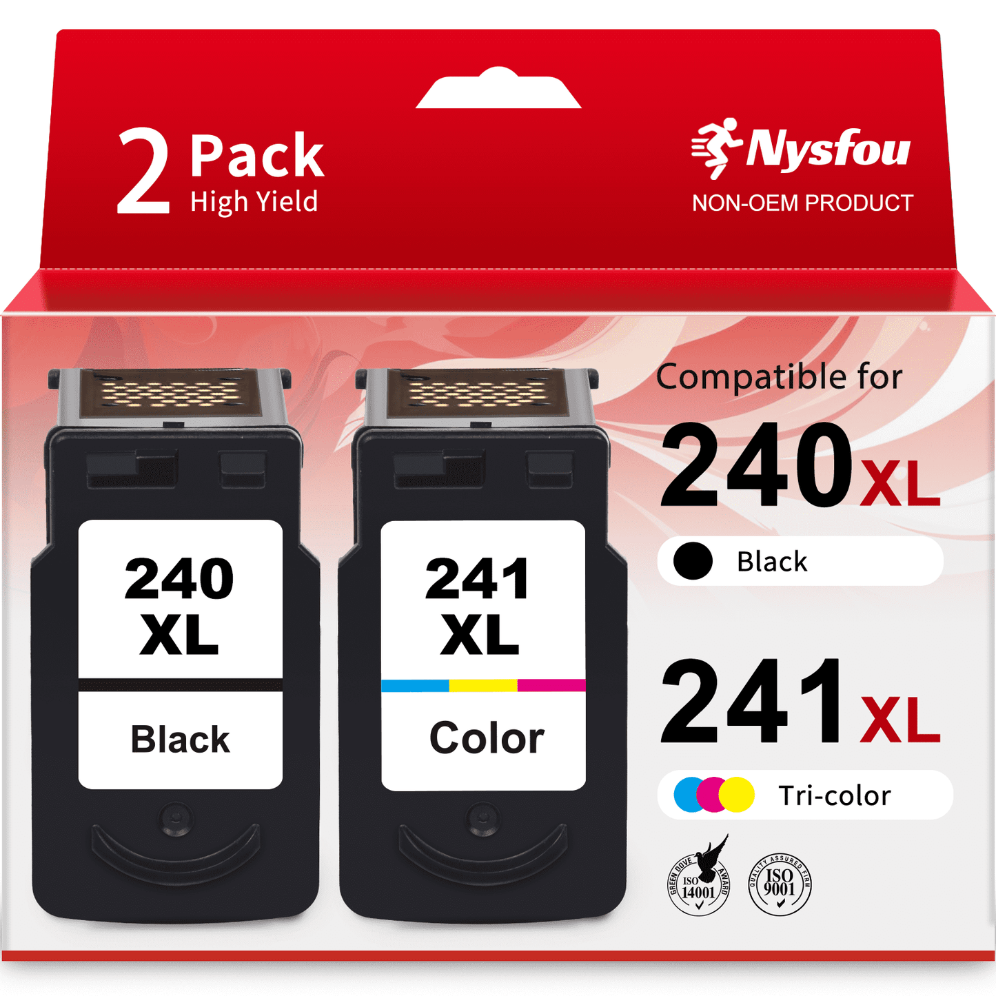 240 241 Ink Cartridge for Canon 240XL and 241XL PG-240XL CL-241XL Ink Cartridge Combo Pack for Canon Pixma MG3620 TS5120 MG3520 MG3220 MX472 MX452 Printer (Black, Tri-Color)