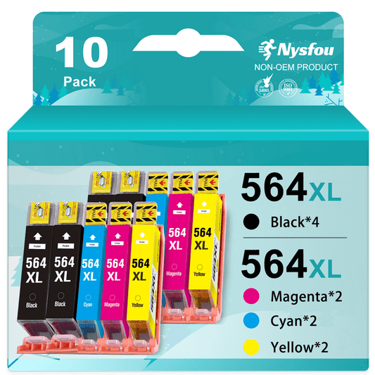 564XL 564 Ink Cartridge for HP Printer Ink 564XL 564 XL Ink Cartridges for HP Photosmart 7520 6520 5520 5510 Deskjet 3520 Officejet 4620 (4 Black, 2 Cyan, 2 Magenta, 2 Yellow, 10 Pack)