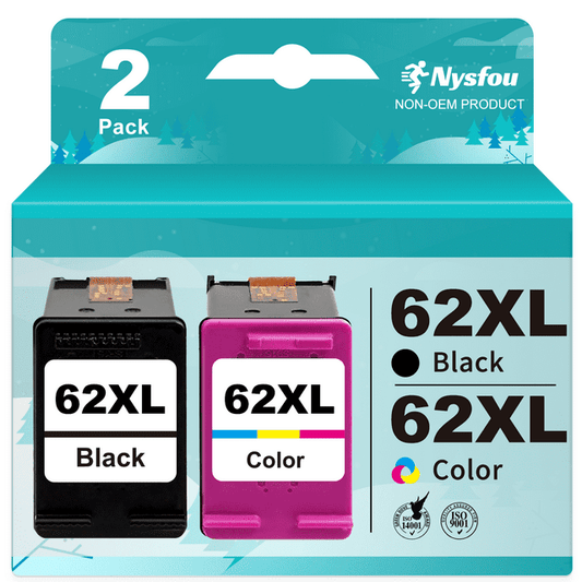 62XL Ink Cartridges for HP 62 Ink Cartridge for HP Ink 62 XL for HP Envy 7640 5660 5540 7645 OfficeJet 5740 8040 OfficeJet 200 250 Printer (1 Black, 1 Tri-Color)