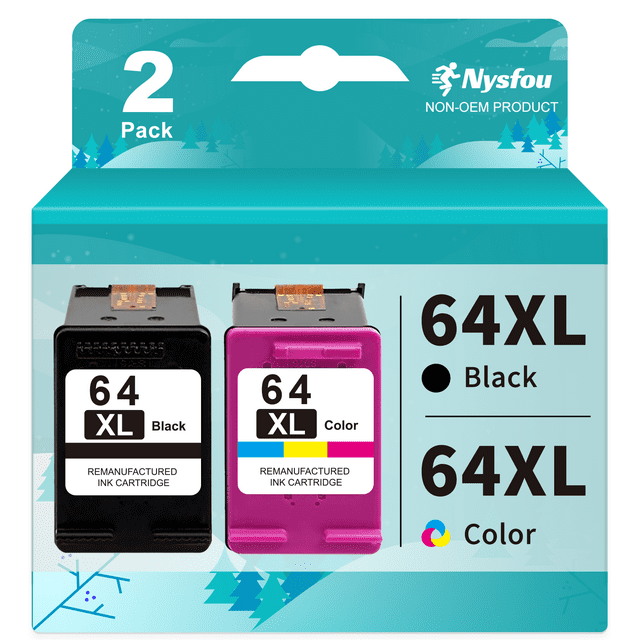 64XL Ink Cartridges Compatible for HP 64 Ink Cartridges Black and Tri-Color Combo Pack