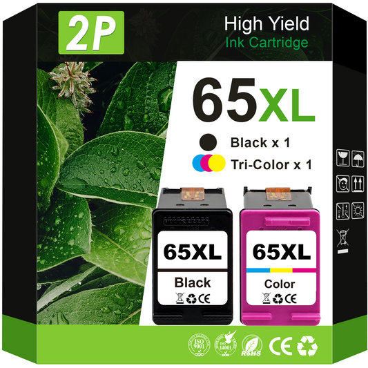 65XL Ink Compatible for HP 65 Ink Cartridge Black and Color for 65XL Ink Cartridge Combo Pack