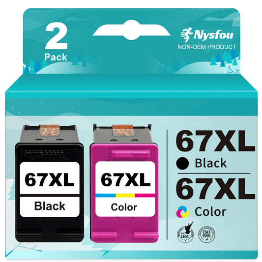 67XL Ink Cartridges for HP 67 Ink Cartridge Printer Ink 67 XL for HP Deskjet 2700 2700e 2755 2755e 4100 4100e 4155 4155e Envy 6055 6055e 6455 6400 6000 6458 (1 Black, 1 Tri-Color)