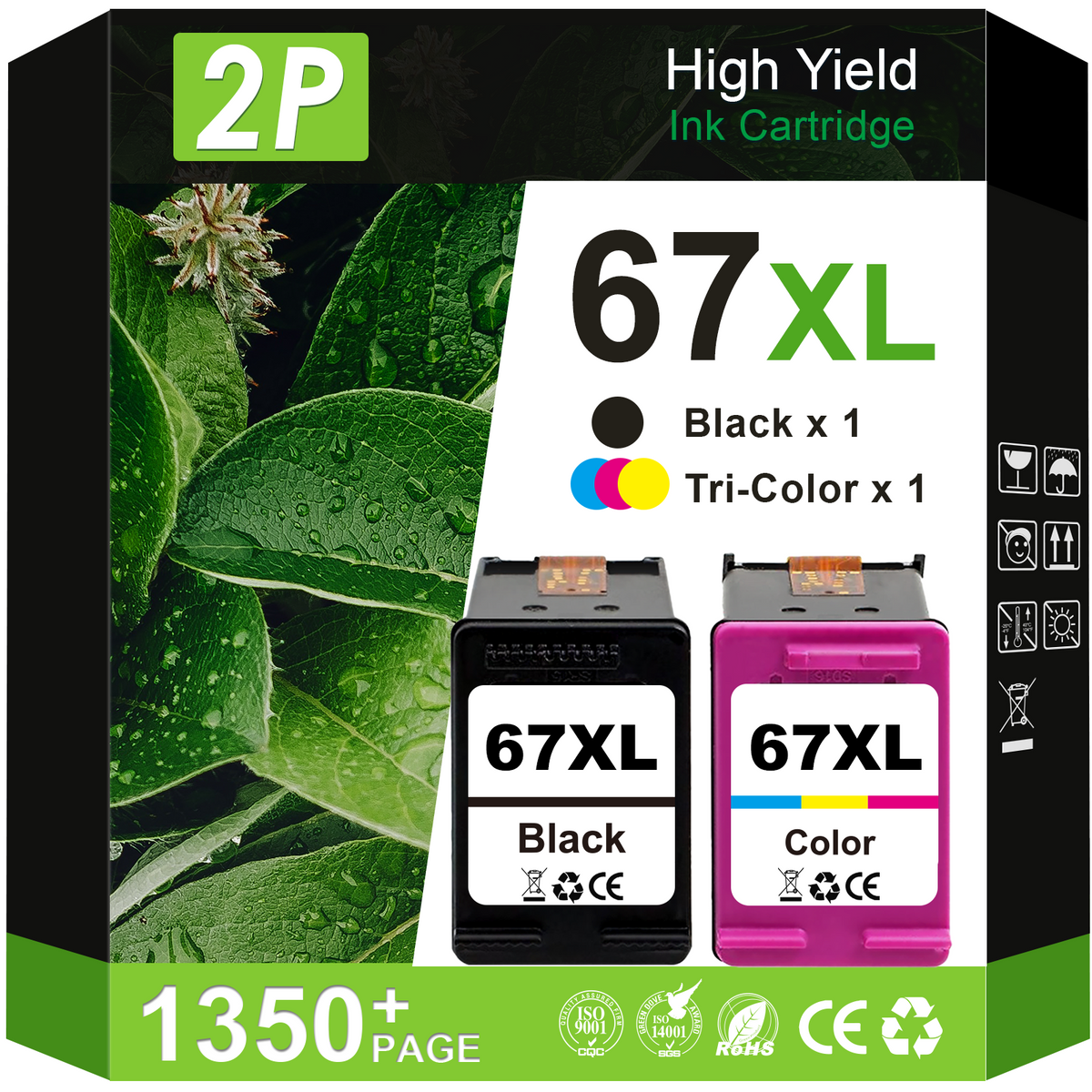 67 Ink Cartridges Compatible for HP 67XL for Ink 67 for DeskJet 2755 4155e 2755e 4155 2820e 4255e Envy 6055 6455e 6055e (Black, Tri-Color)