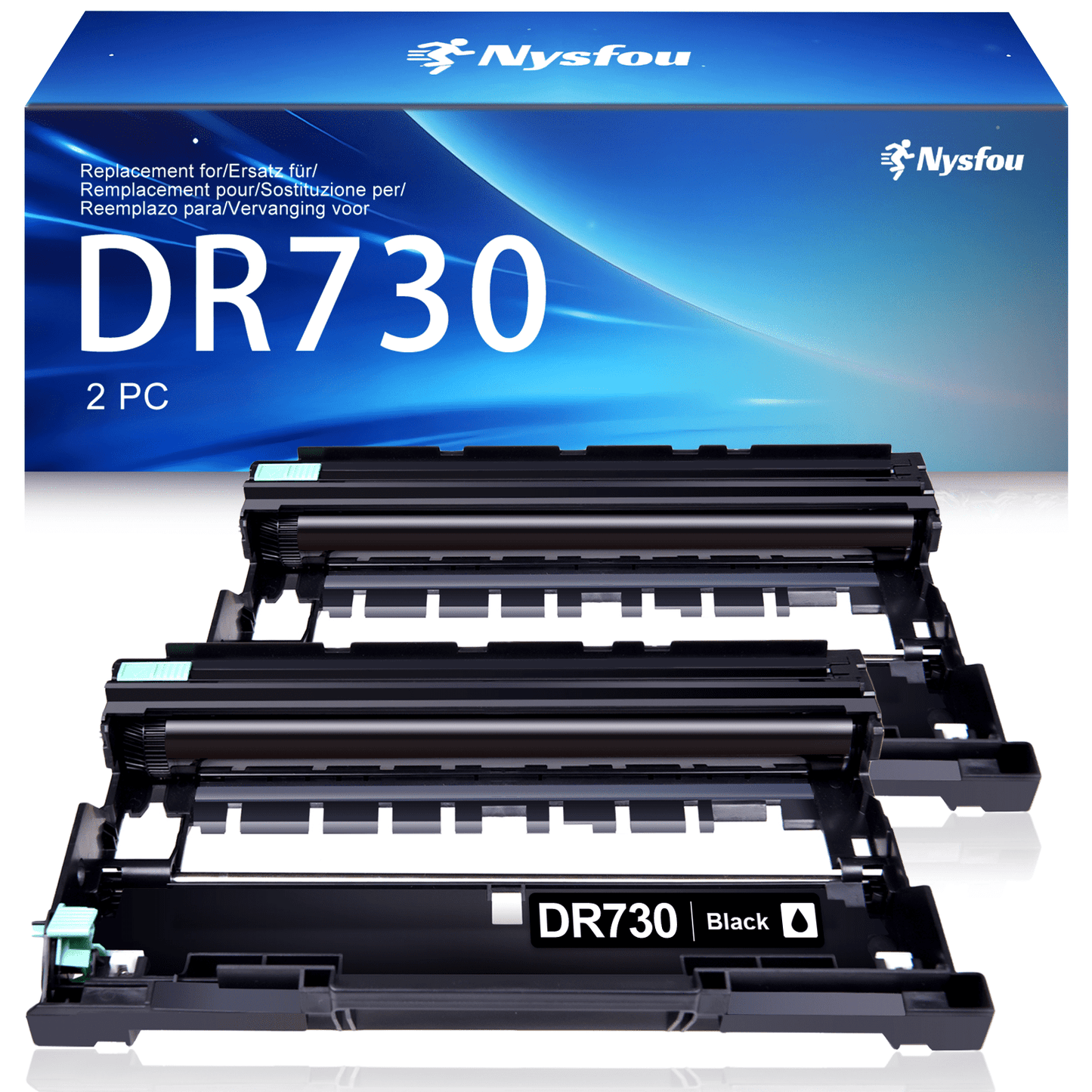 Comaptible DR730 DR-730 Drum Unit Replacement for Brother DR730 for Use with MFC-L2750DW MFC-L2710DW DCP-L2550DW HL-L2350DW Printer( 2 Black)