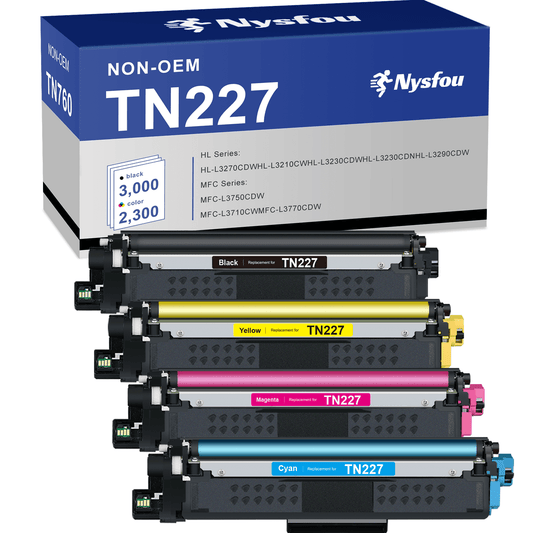 TN227 TN223 TN-227 Toner Cartridge Compatible for Brother HL-L3210CW HL-L3230CDW HL-L3270CDW HL-L3290CDW MFC-L3710CW MFC-L3750CDW MFC-L3770CDW Printer(Black, Cyan, Magenta, Yellow, 4-Pack)