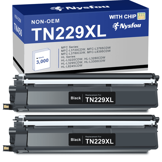 TN229XL Toner Cartridge High Yield Compatible for Brother TN229XL Toner Cartridge TN229 TN-229XL for Brother HL-L3280CDW HL-L3220CW MFC-L3720CDW MFC-L3780CDW Printers (2 Black)