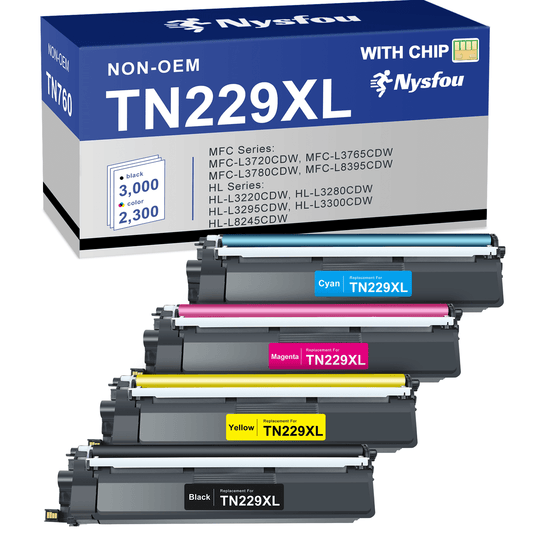 TN229XL Toner Cartridge High Yield Compatible for Brother TN229XL Toner Cartridge TN229 TN-229XL for Brother HL-L3280CDW HL-L3220CW MFC-L3720CDW MFC-L3780CDW Printers (4 Pack)