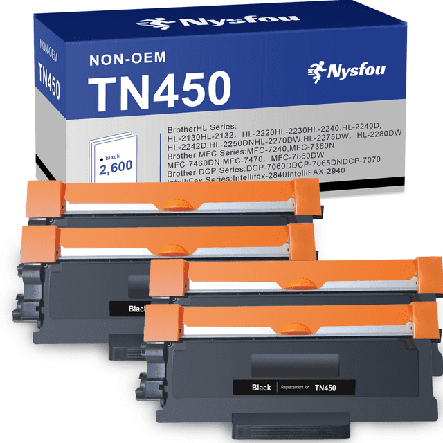 TN450 Toner Cartridge Compatible for Brother TN450 TN-450 TN420 Black Toner for HL-2270DW HL-2280DW HL-2240 MF7860DW DCP-7065DN Printer (4 Black)