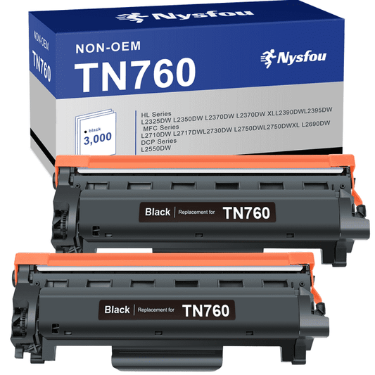 TN760 Toner Cartridge Replacement for Brother TN-760 TN760 TN730 TN-730 for Brother MFC-L2710DW HL-L2370DW HL-L2350DW DCP-L2550DW Printer (2 Black)